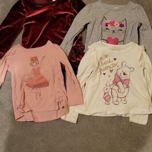 Set of 4 Girls 3T Shirt Bundle including Pooh bear Disney